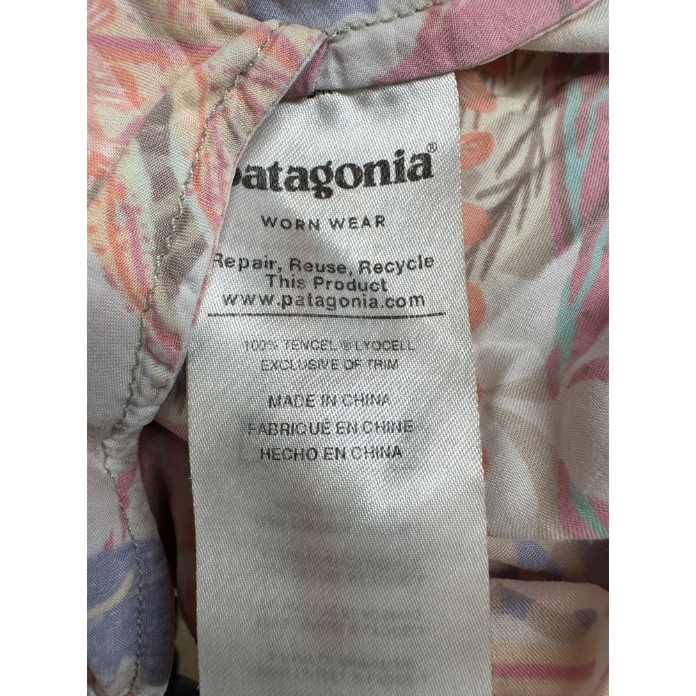 Patagonia Women's June Lake Dress Tropical Floral Pink Orange Tencel XS - Picture 5 of 6